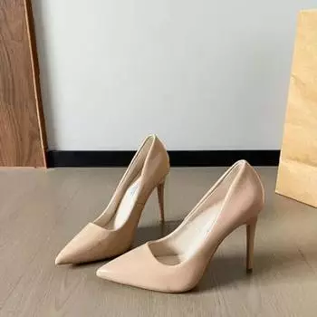 Новые дизайнерские туфли, осенние, черные, лакированные, с острым носком, женские туфли на высоком каблуке, сексуальные, женские платья, тонкие каблуки, женская свадьба 35