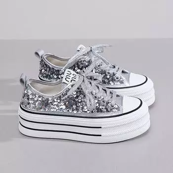 Новые дизайнерские женские блестящие туфли, дышащие туфли на низкой платформе, удобные повседневные блестящие туфли для женщин, tenis de mujer 35