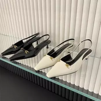 Новые дизайнерские женские босоножки с острым носком, модные босоножки с неглубокой подошвой, элегантные туфли на высоком каблуке в уличном стиле Zapatos Mujer 35 белый