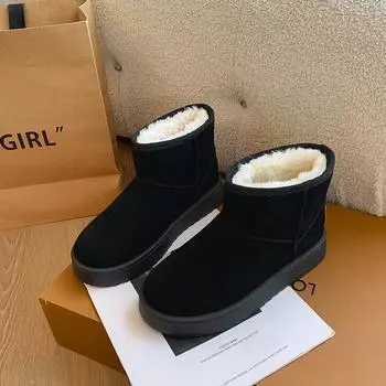 Новые дизайнерские зимние теплые ботинки для женщин, модные повседневные однотонные хлопковые туфли, женские туфли на плоской подошве, ботильоны Mujer 36 чёрный
