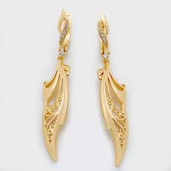Новые длинные белые серьги-подвески в форме листьев с натуральным цирконием, розовое золото 585 пробы, роскошные темпераментные модные украшения