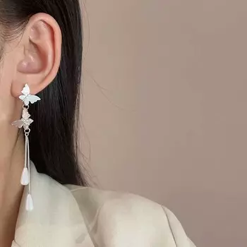 Новые длинные серьги-бабочки с кисточками и каплями, простые женские модные серьги-бабочки в виде Джокера, ювелирные изделия, подарки как