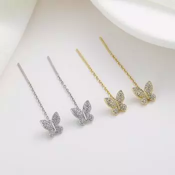 Новые длинные серьги-кисточки с бабочками из бриллиантов, легкие, роскошные, высококачественные серьги в стиле нишевого дизайна