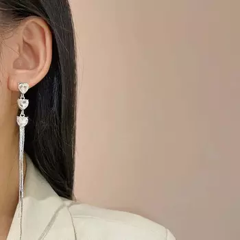 Новые длинные серьги-кисточки с кристаллами и цирконами Love, простые, изысканные серьги Love, подарок на вечеринку для женщин как