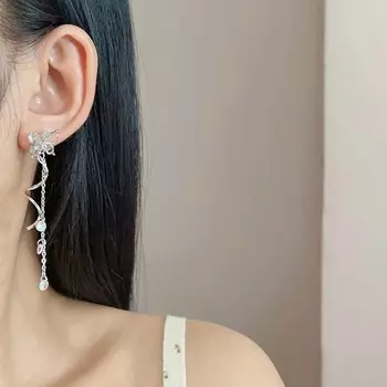 Новые длинные серьги-кисточки в виде бабочек, простые, изысканные серьги-подвески в виде бабочки из кристаллов, свадебные украшения для вечеринок, подарки как