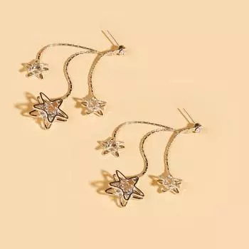 Новые длинные серьги с бахромой из циркона в форме пентаграммы, модные сладкие серьги для женщин с темпераментом серебряный