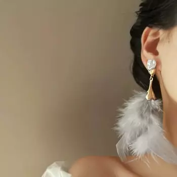 Новые длинные серые серьги с кисточками в виде перьев, женские ретро-серьги в стиле бижутерии, праздничные украшения для вечеринок как