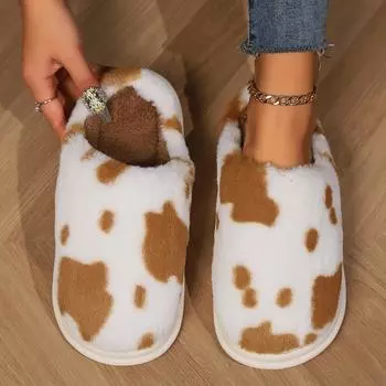 Новые домашние бесшумные тапочки с леопардовым узором и мягкой подошвой из кроличьего меха, теплые тапочки в японском стиле с деревянным полом и подогревом 36-37 чёрный