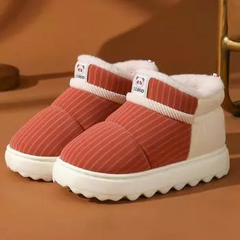 Новые домашние хлопковые тапочки, домашние водонепроницаемые кожаные хлопковые тапочки на толстой подошве для ношения в помещении, набивные и утолщенные домашние тапочки можно носить на улице 36-37 [Suitable for 35-36 feet]