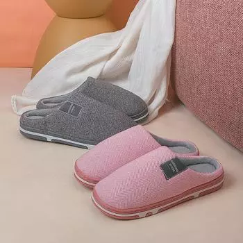 Новые домашние парные простые однотонные плюшевые теплые тапочки на платформе 40-41 серый