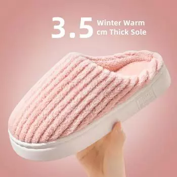 Новые домашние тапочки мужские зимние теплые плюшевые сандалии женские мягкие меховые туфли для пар повседневные туфли на плоской подошве для спальни нескользящие шлепанцы с толстой подошвой 36-37