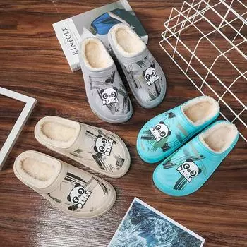 Новые домашние тапочки с изображением панды и бархатные удобные хлопковые тапочки, размер 36-43 36 синий