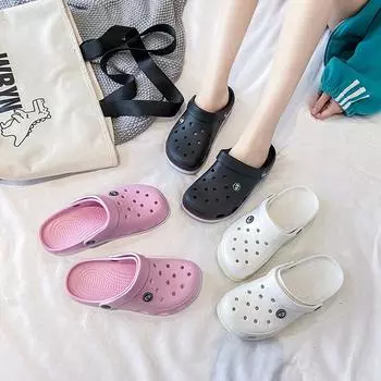 Новые дырочные туфли женские летние милые пляжные туфли классные тапочки женские нескользящие 36