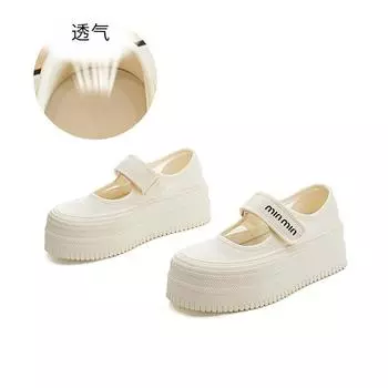 Новые дышащие белые туфли на толстой подошве для женщин 2025 года, летние туфли-маффины, увеличивающие рост, модная повседневная обувь для женщин, универсальная обувь для детей 35