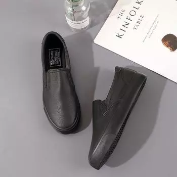 Новые дышащие кроссовки из мягкой кожи, женские белые туфли, корейская версия, студенческие туфли для скейтбординга на шнуровке, полностью черные рабочие туфли 35 белый