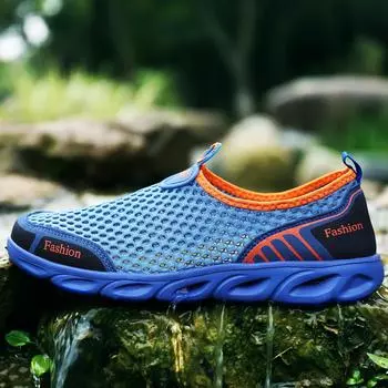 Новые дышащие мужские сетчатые туфли, летние туфли с отверстиями 39 синий