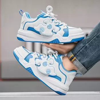 новые дышащие нескользящие туфли для мужчин, нишевый дизайн для студентов, чтобы увеличить толстую подошву, обувь для хлеба, модная обувь в Гонконге 39