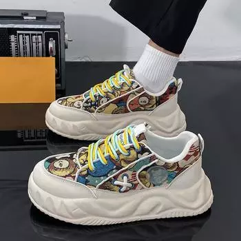 Новые дышащие парусиновые туфли на шнуровке для мужчин с толстой подошвой, повседневная обувь для сноуборда, нескользящая спортивная обувь для студентов 43