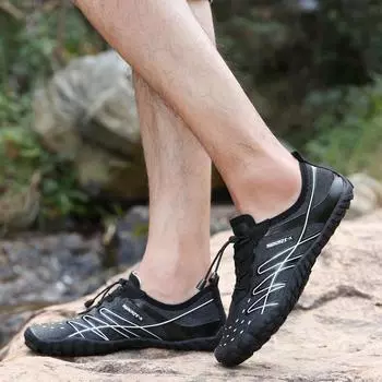Новые дышащие пляжные туфли для треккинга по ручью, обувь для активного отдыха, большого размера, для занятий спортом, дайвинга, босиком, для фитнеса, плавания 35 чёрный