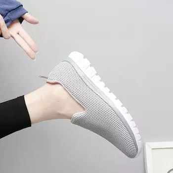 Новые дышащие повседневные спортивные женские туфли, простые мокасины 2025 года, женская обувь для путешествий на открытом воздухе, большой размер 35