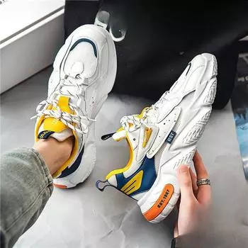 Новые дышащие сетчатые туфли для мужчин, модные и универсальные белые туфли, спортивная обувь на толстой подошве, повседневная обувь 39