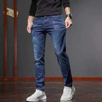 Новые джинсы мужские облегающие эластичные джинсовые брюки повседневного стиля длинные брюки 27 чёрный