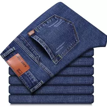 Новые джинсы, мужские тонкие прямые повседневные брюки, мужские молодежные деловые эластичные мужские джинсовые брюки 28