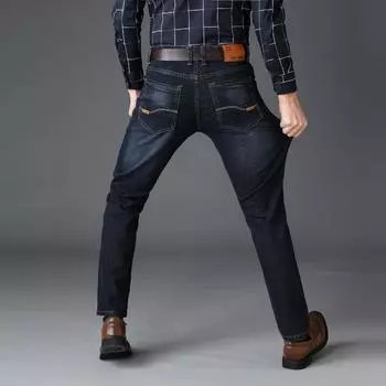 Новые джинсы мужские узкие прямые мужские эластичные повседневные длинные брюки мужские тенденции 28 темно-синий