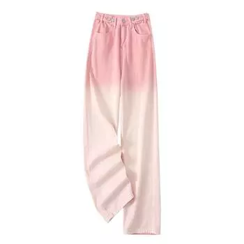 Новые джинсы с высокой талией, розовые повседневные брюки для женщин XS розовый