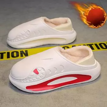 Новые EVA Тапочки Зимние Мужские Тапочки Теплые Противоскользящие Пушистые Тапочки Для Пары Лаконичные Домашние Хлопковые Туфли Повседневные Пушистые Шлепанцы 36-37