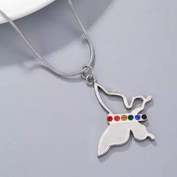 Новые европейские и американские аксессуары дофамина, ожерелье из материала из нержавеющей стали, инкрустированное стразами, кулон-бабочка, ожерелье