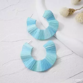 Новые европейские и американские цветные серьги с C-образным кольцом ручной работы, женские нишевые высококачественные серьги из рафии, прилив