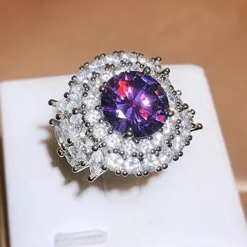 Новые европейские и американские кольца для женщин, фиолетовая орхидея, цирконий, главный камень, ретро-кольцо Opening adjustable