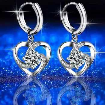 Новые европейские и американские микросерьги-подвески Love Ear Buckle средней длины в форме сердца для женщин