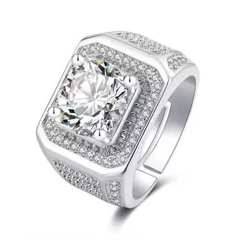 Новые европейские и американские модные кольца, мужские кольца с бриллиантами, инкрустированные группой, серебряные кольца с микро-инкрустацией бриллиантами adjustable