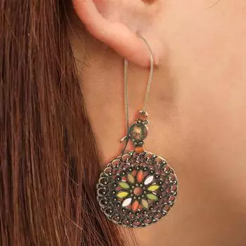 Новые европейские и американские модные полые круглые большие серьги винтажные длинные серьги из сплава