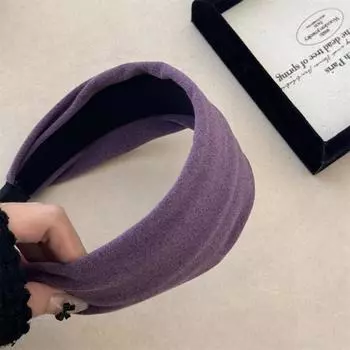 Новые фиолетовые бархатные вязаные повязки на голову с широким краем для осени и зимы для женщин, нишевый дизайн, аксессуары для волос с высоким верхом черепа