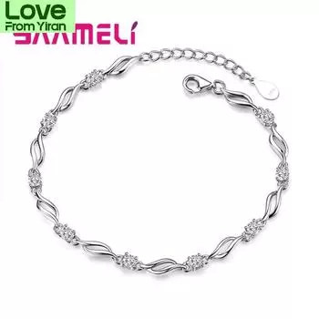 Новые фиолетовые белые циркониевые помолвочные украшения для женщин женские 925 пробы серебряные звенья цепи браслеты изящный дизайн белый