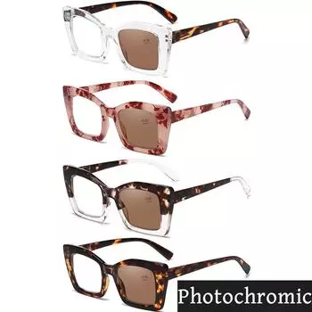 Новые фотохромные очки для чтения для женщин и мужчин, модные большие очки для дальнозоркости, унисекс, ретро, меняющие цвет солнцезащитные очки 0