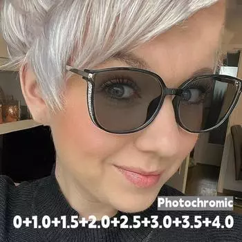 Новые фотохромные очки для чтения для женщин, унисекс, ретро, меняющие цвет, солнцезащитные очки, модные, кошачий глаз, дальнозоркость, пресбиопия 0