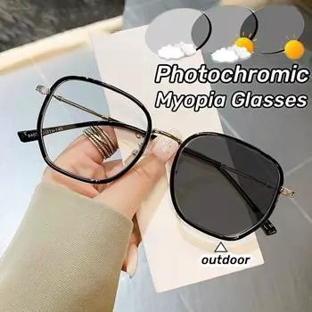 Новые фотохромные очки для коррекции близорукости высокого класса, женские очки для близорукости с большой оправой, ультралегкие очки с защитой от синего света 0