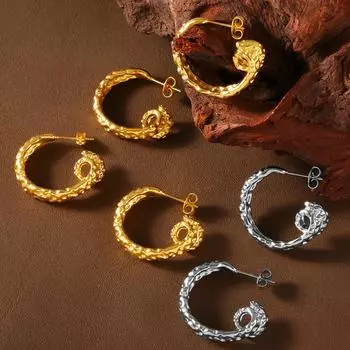 Новые французские ретро маленькие простые серьги из титановой стали с текстурой легкие роскошные стильные серьги высокого класса