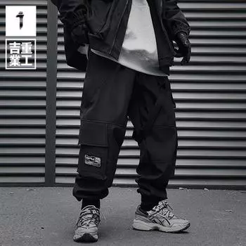 Новые функциональные леггинсы Jiye Heavy Industry для мужчин, свободная рабочая одежда с несколькими карманами, повседневные трендовые брюки L бежевый