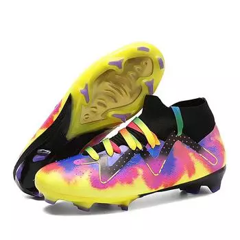 Новые футбольные бутсы мужские и женские детские высокие игровые спортивные бутсы сломанные ногти шипы студенческие молодежные тренировочные бутсы 34