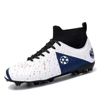 Новые футбольные бутсы мужские и женские с высоким верхом для взрослых студентов кампуса игры нескользящие дышащие туфли для защиты от сломанных ногтей женские тренировочные 36