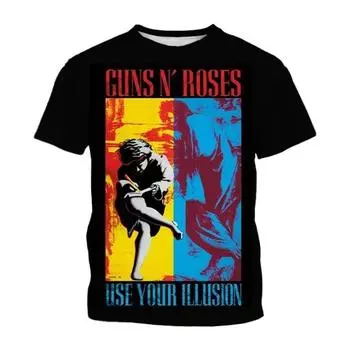 Новые футболки Guns N Roses с 3D-принтом черепа рок-группы для мужчин и женщин, футболка с коротким рукавом, свободные топы Harajuku Y2k, футболки, детская одежда S