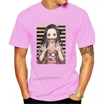 Новые футболки Kamado Nezuko, мужские хлопковые футболки Demon Slayer Kimetsu No Yaiba Tanjirou, футболка с аниме Манга, рубашка для фитнеса S бежевый