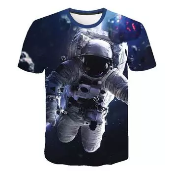 Новые футболки с 3D принтом «Космический астронавт», мужские летние дышащие модные забавные футболки с круглым вырезом, футболка с интересным узором Вселенной S