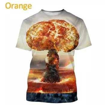 Новые футболки с принтом «Разрушение грибовидного облака» 3D, летние футболки с коротким рукавом для мужчин и женщин, большие футболки Harajuku, топы, детская одежда 5XL