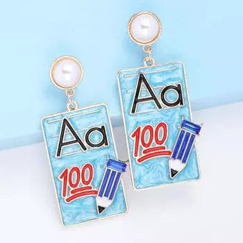 Новые геометрические квадратные персонализированные креативные серьги Perfect Score, серьги-капли из сплава синий